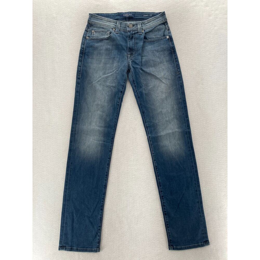 Fidelity Denim Jimmy Jeans Mens 29x34 Slim Straight Atlas Blue Stretch Denim NWT